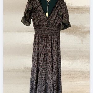 Max Studio Black and Brown Patterned Dress